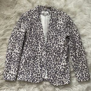 Rachel Zoe Blue Leopard Print Structured Blazer - Size M